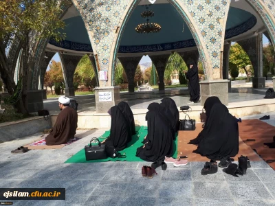 برگزاری نماز جماعت در مزار شهدا و سخنرانی به مناسبت بزرگداشت هفته قرآنی در پردیس امام جعفر صادق(ع)